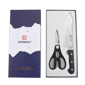 2Pcs Chef Knife Set Stainless Steel Kitchen Shears Scissor Cutlery Slicing Gift (Option: 2Pcs Chef Knife)