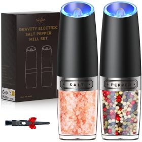 Gravity Electric Salt And Pepper Grinder Set Automatic Shakers Mill Grinder With LED Light (Option: Batteries)