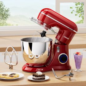 3-IN-1 Electric Stand Mixer, 660W 10-Speed With Pulse Button (Color: Red)