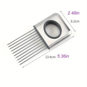 Onion Slicer Holder, Onion Holder For Slicing, 304 Stainless Steel Onion Slicer Cutter (Color: Silver)