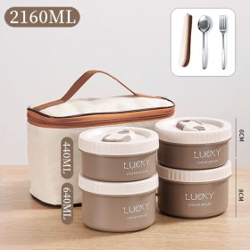 Microwave oven Dinnerware for Students Leakproof Food Container Stackable Bento Lunch Box Stainless Steel Lunch Container with L (Color: 4 Layers Coffee, Ships From: China)