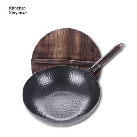 Iron Pan Traditional Iron Wok Handmade (Format: 32cm wooden cover)