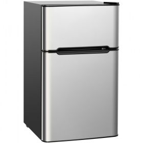 3.2 cu ft. Compact Stainless Steel Refrigerator (Color: Grey)