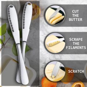 Stainless Steel Butter Spreader Knife With Handle, 3 In 1 Curler Slicer Knife (Option: 2PCS)