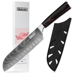 Qulajoy Santoku Knife, High Carbon Stainless Steel Chef Knife Japanese Kitchen Knives With Ergonomic Pakkawood Handle (Option: Santoku Knife)